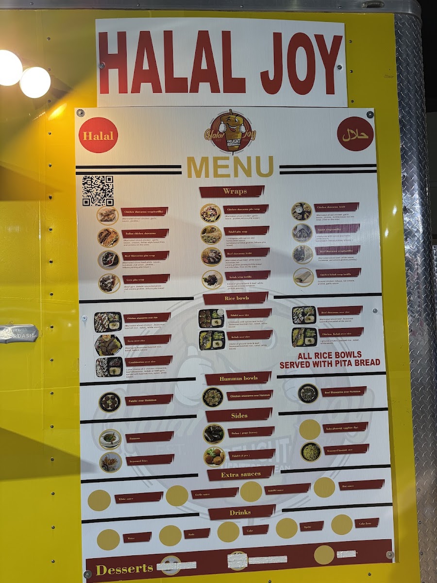 Halal joy menu board