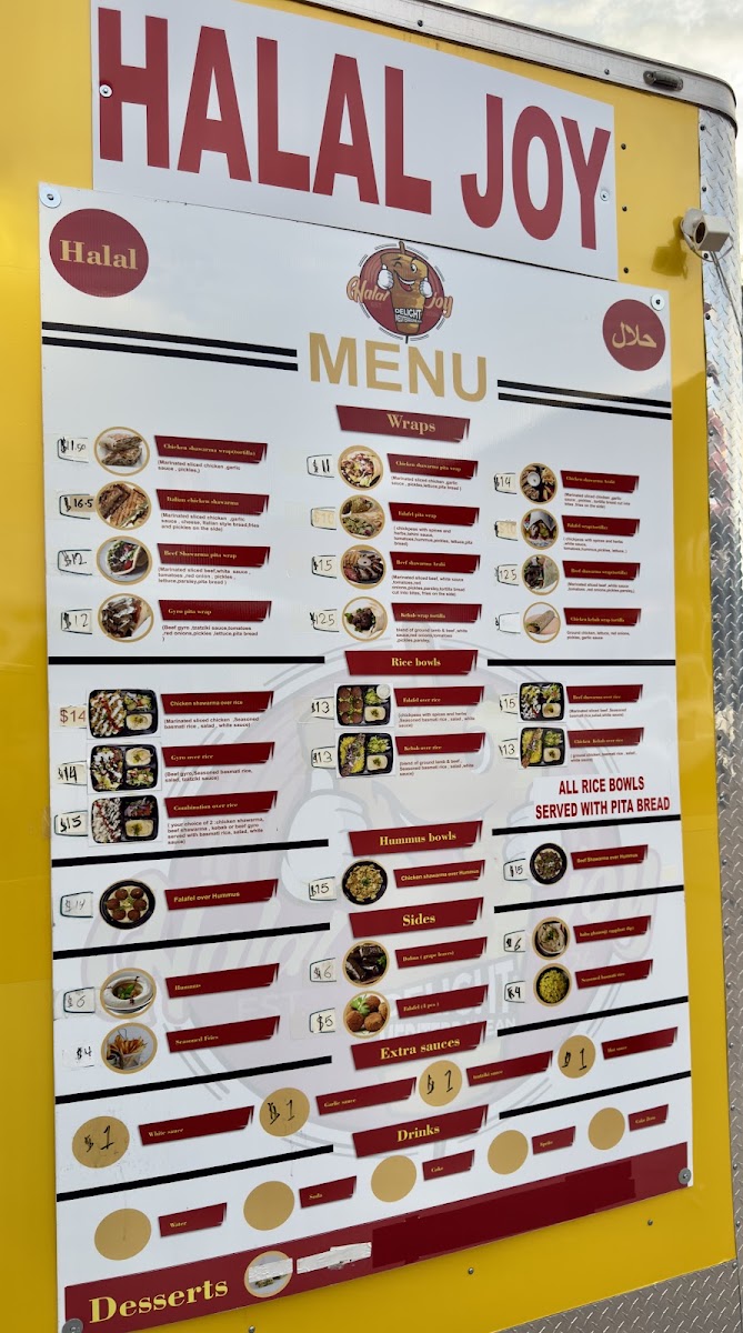 Halal joy menu board