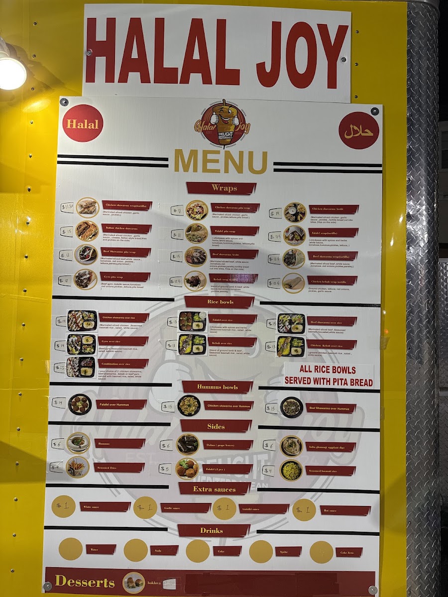 Halal joy menu board