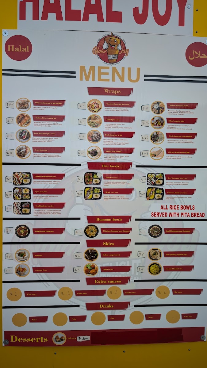 Halal joy menu board