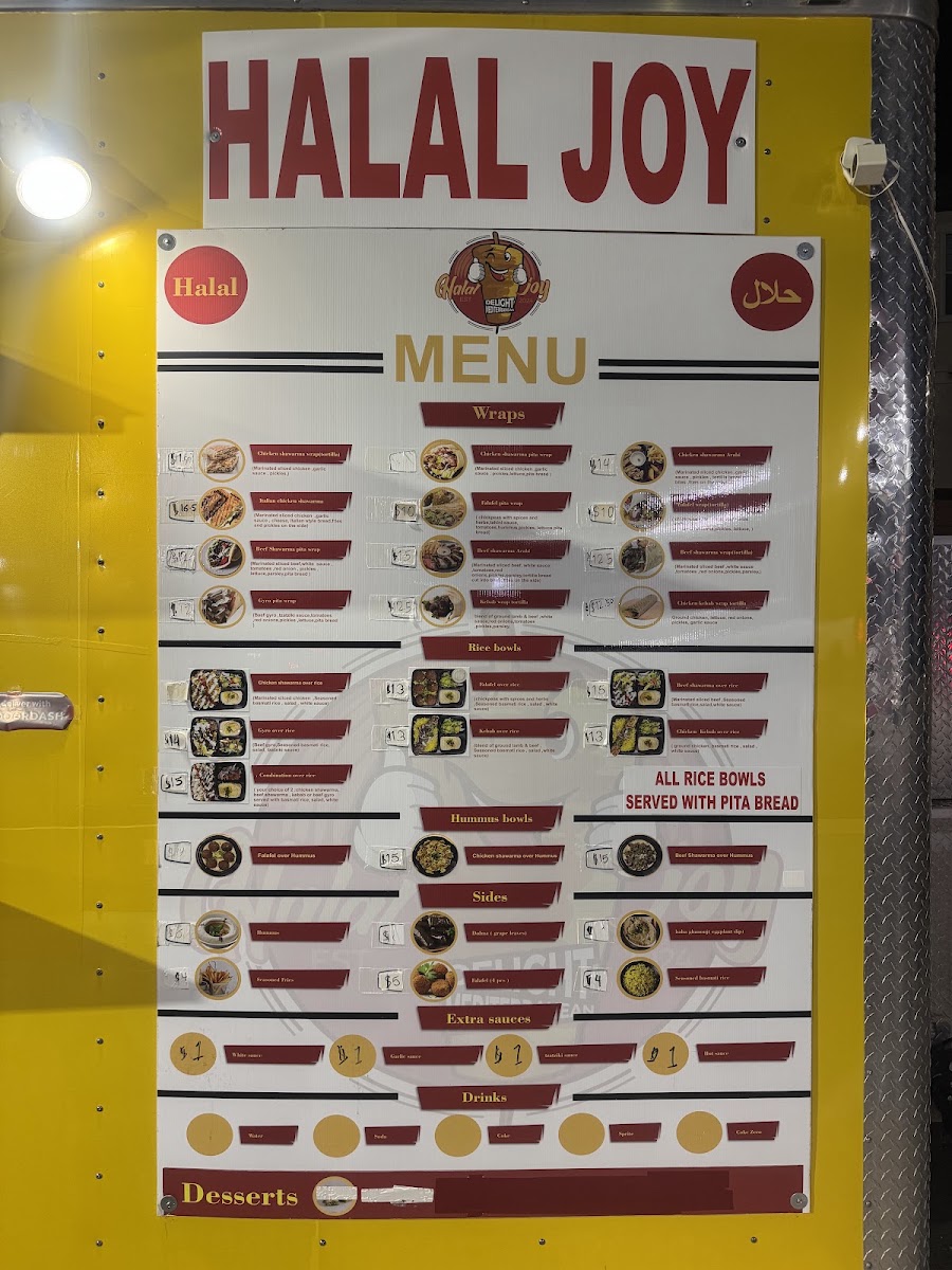 Halal joy menu board
