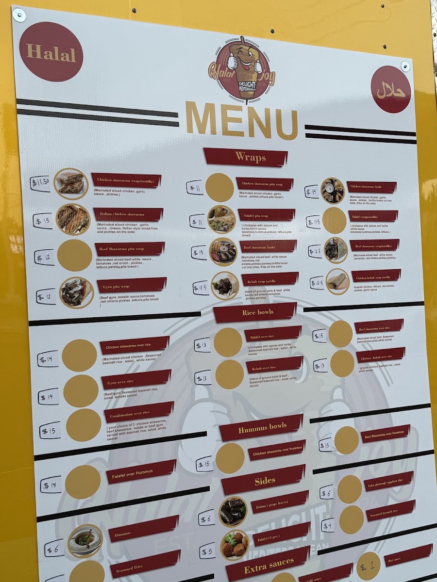 Halal joy menu board
