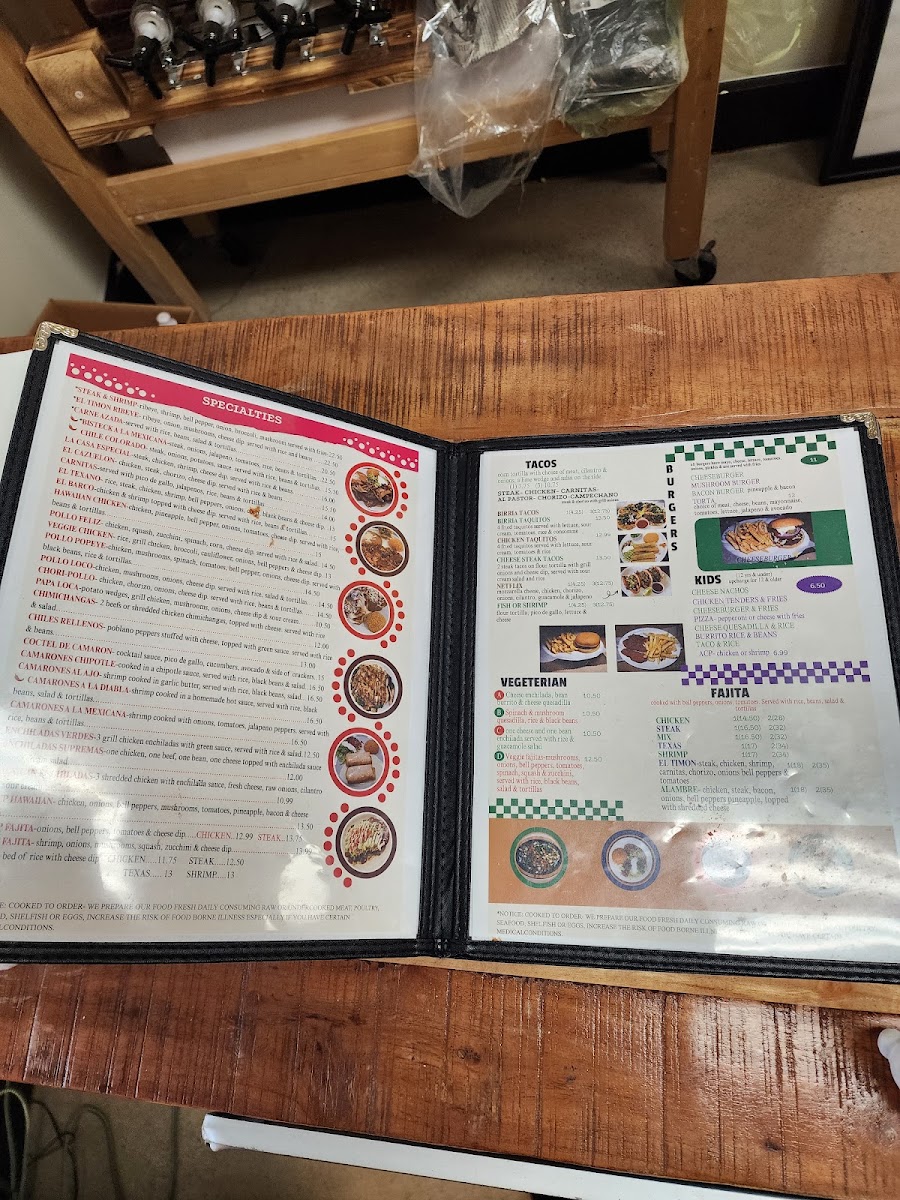 El Timón Mexican Restaurant Danielsville menu board