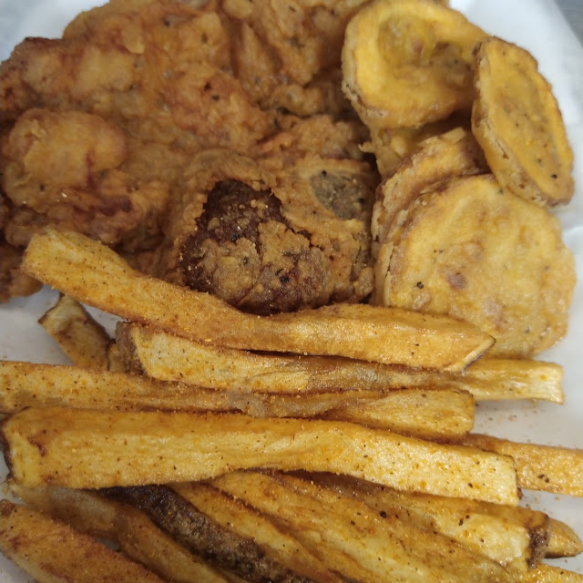 Fried Pork Chops and Fries Fried Squash
