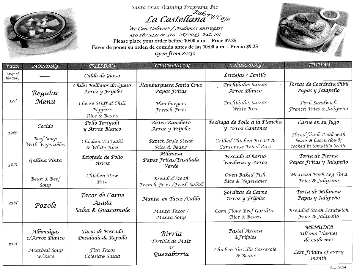La Castellana Cafe menu board