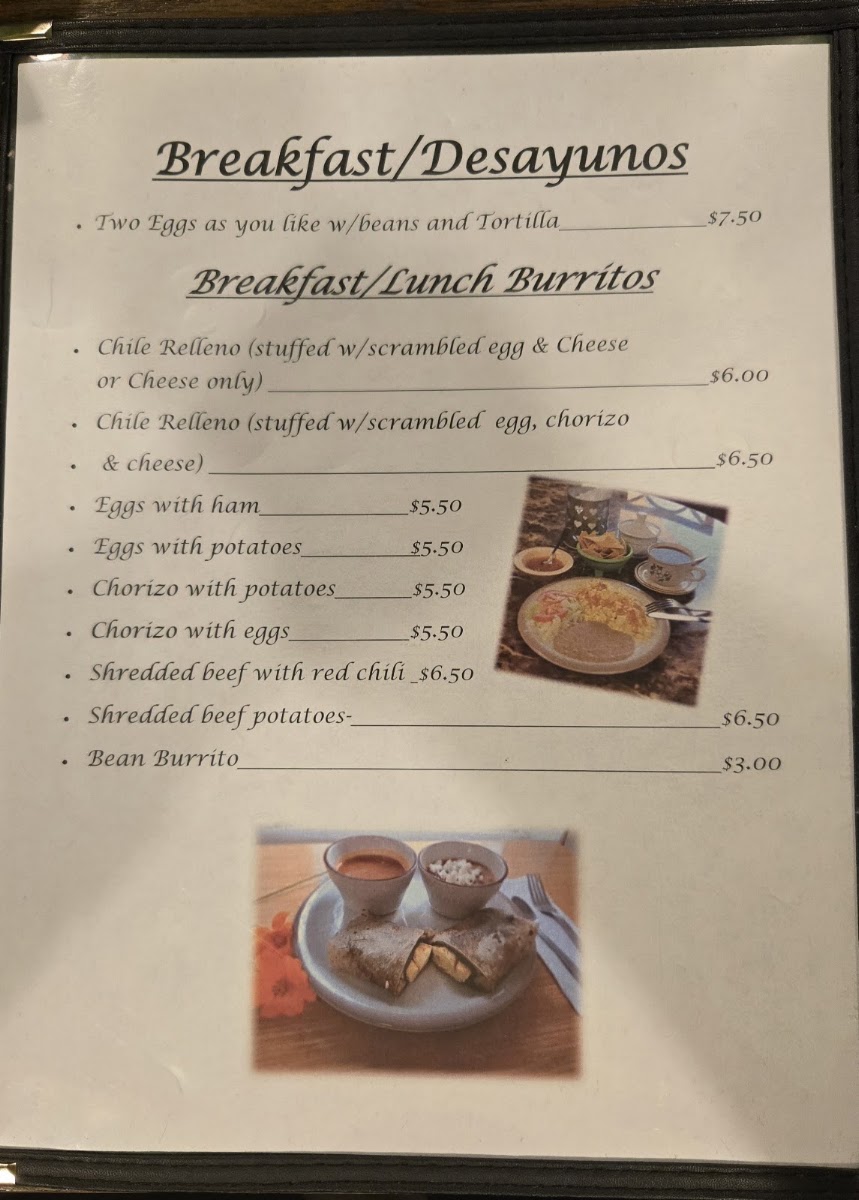 La Castellana Cafe menu board