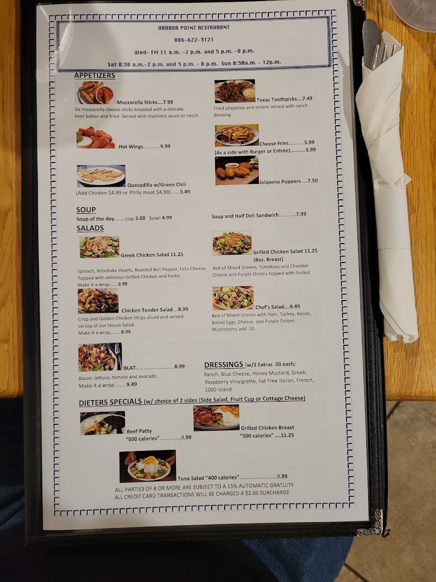 Harbor Point Private Gated Community Members Only menu board