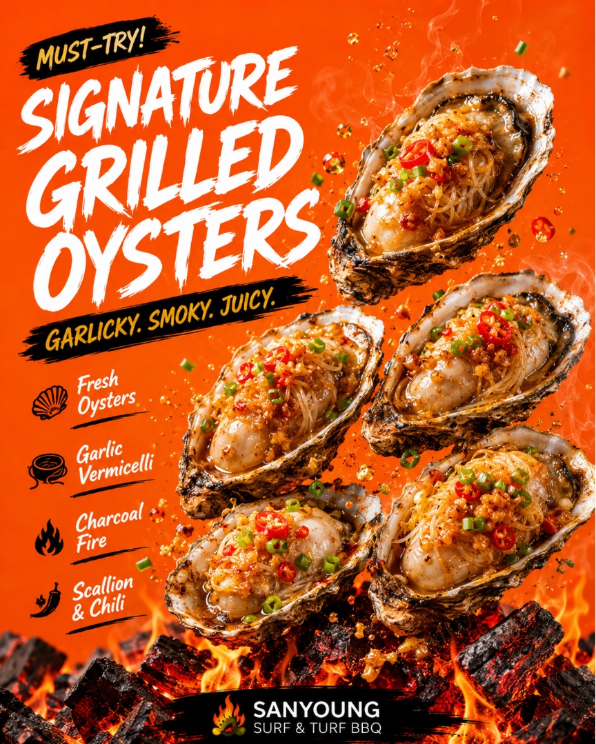 Sanyoung Surf & Turf BBQ menu board