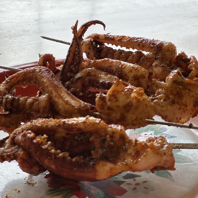 Spicy Grilled Squid Tentacles 4 Skewers