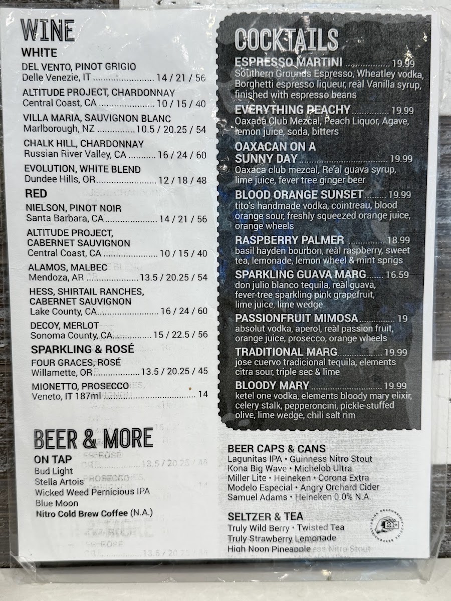 Southern Grounds menu board