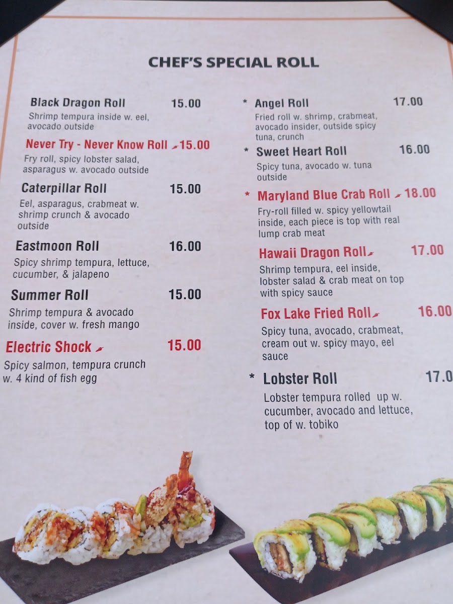 JV Seafood & Sushi menu board