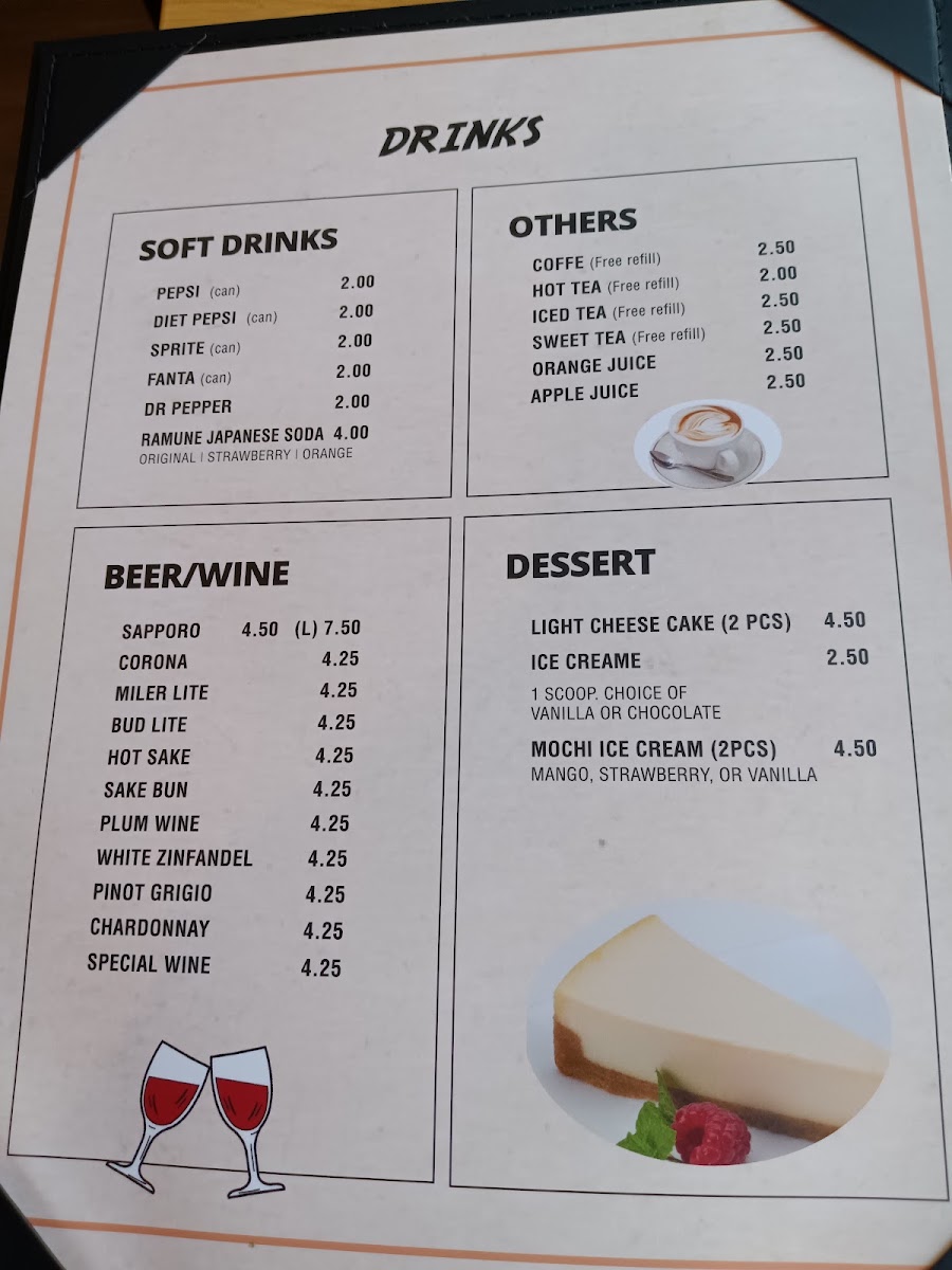 JV Seafood & Sushi menu board