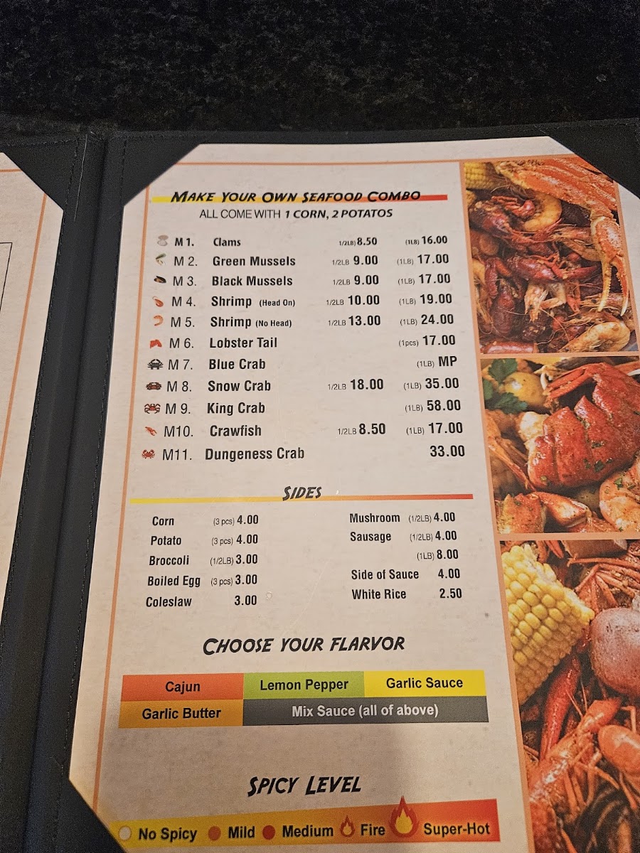 JV Seafood & Sushi menu board