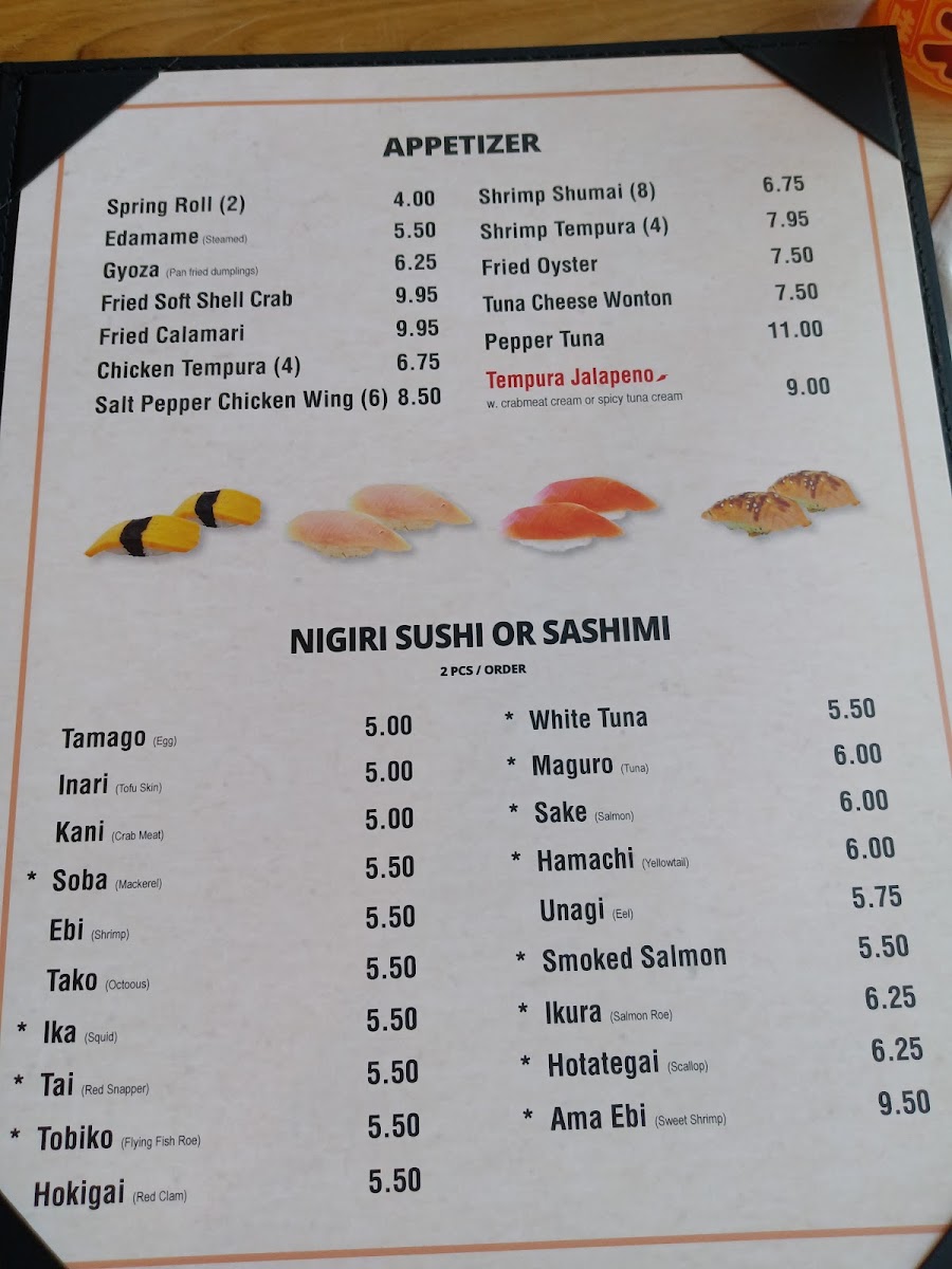 JV Seafood & Sushi menu board
