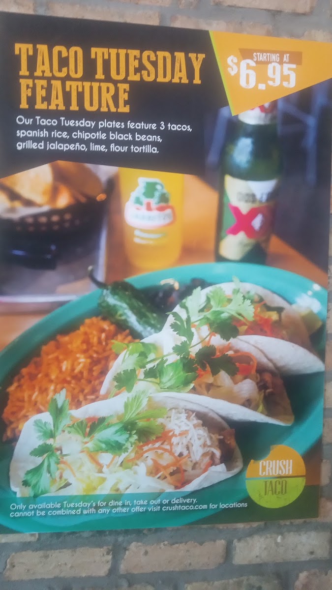 Crush Taco menu board