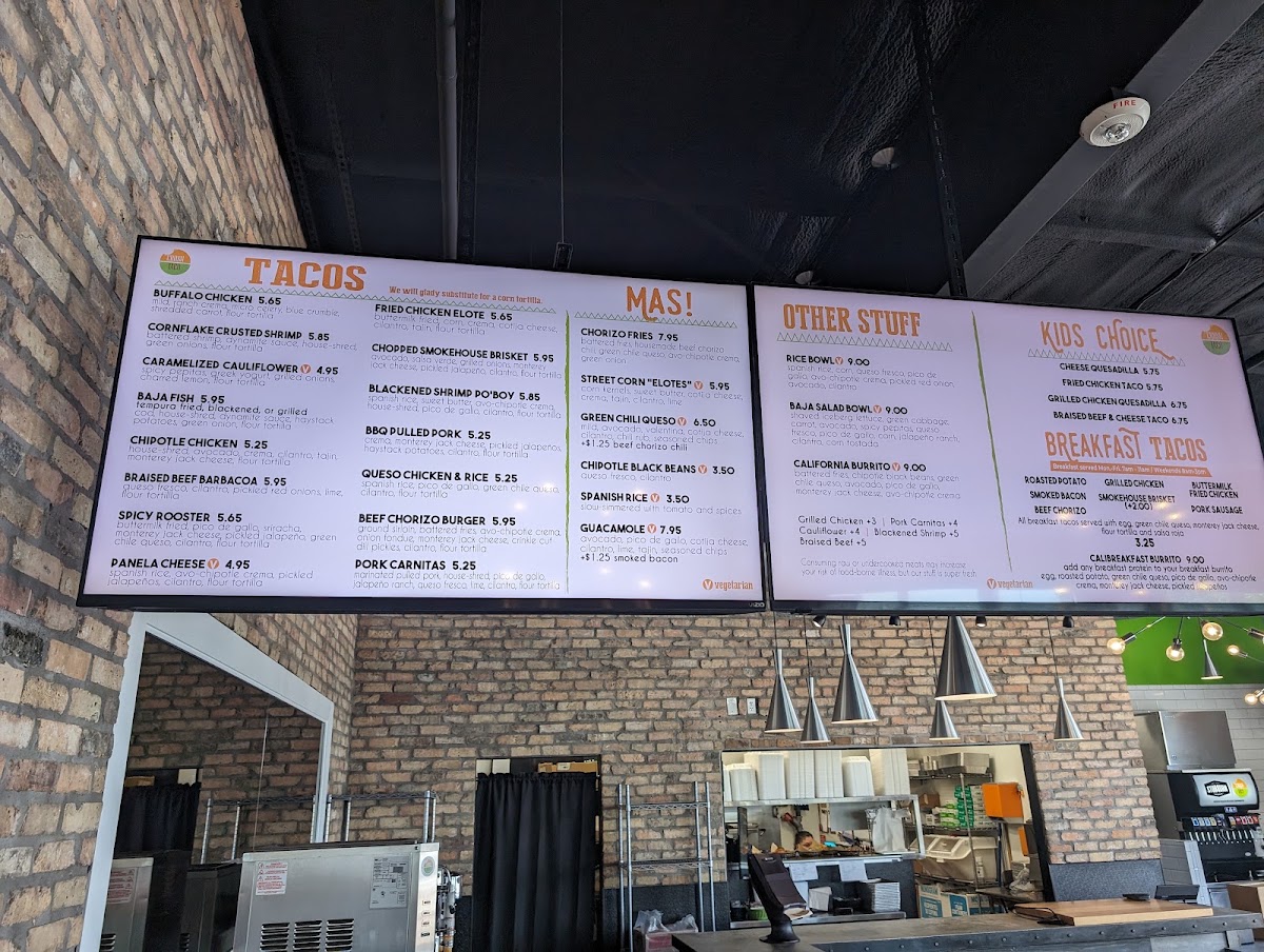 Crush Taco menu board