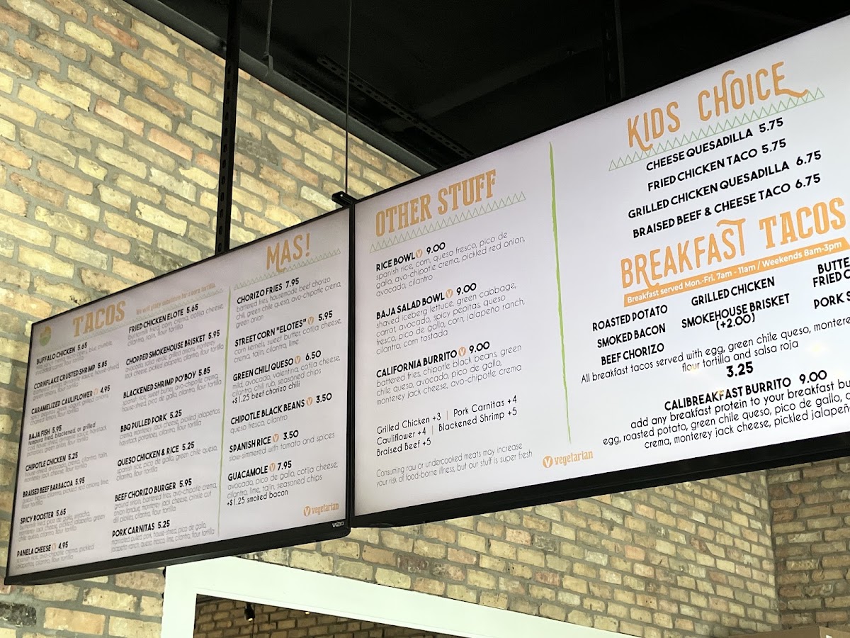 Crush Taco menu board