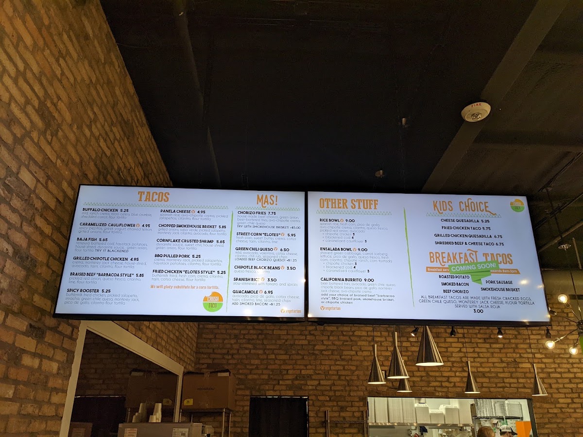 Crush Taco menu board
