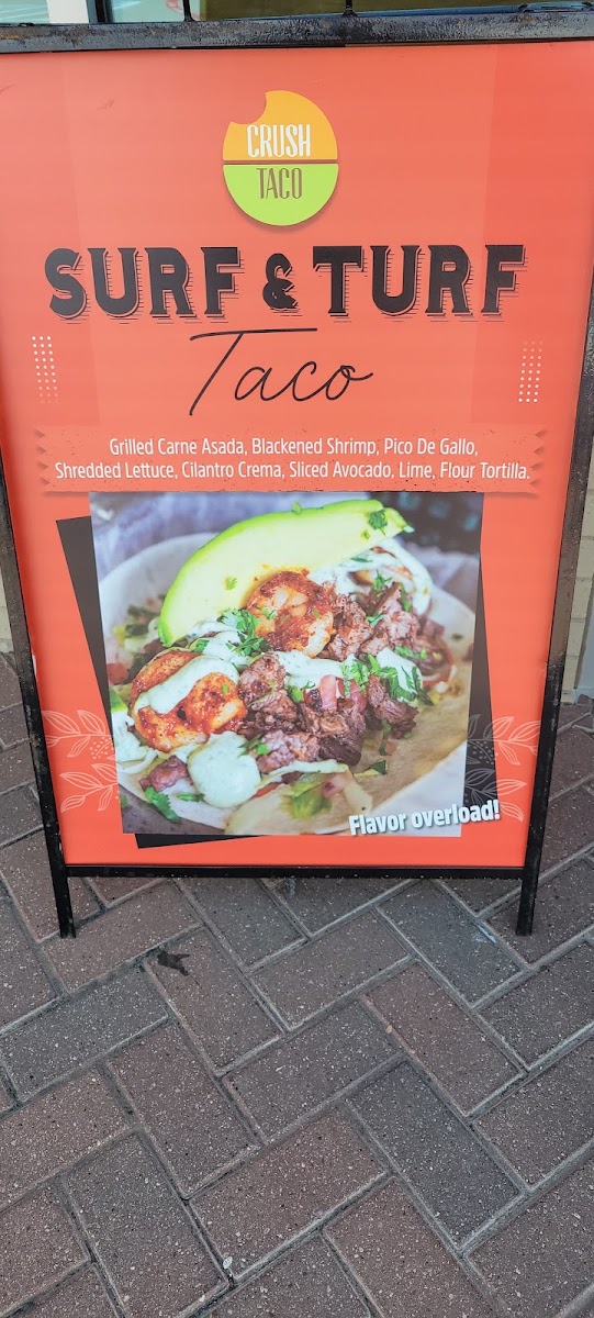 Crush Taco menu board