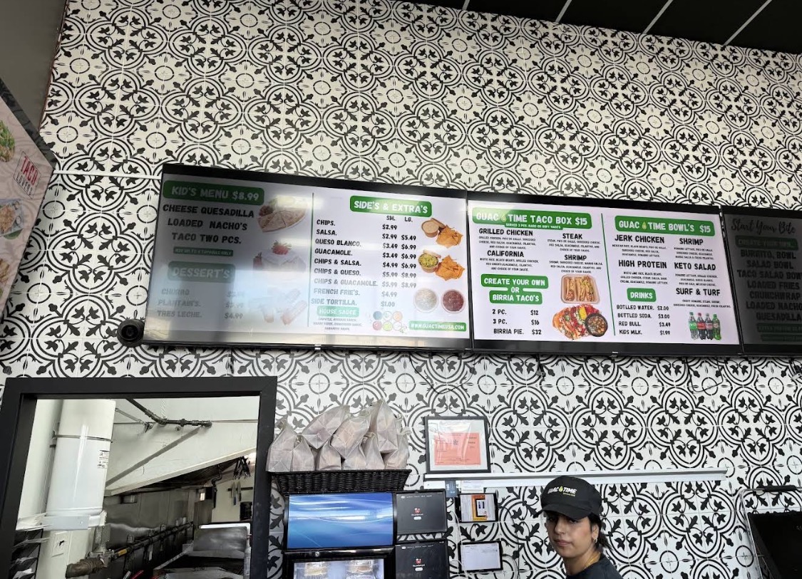Guac Time Mexican Grill menu board