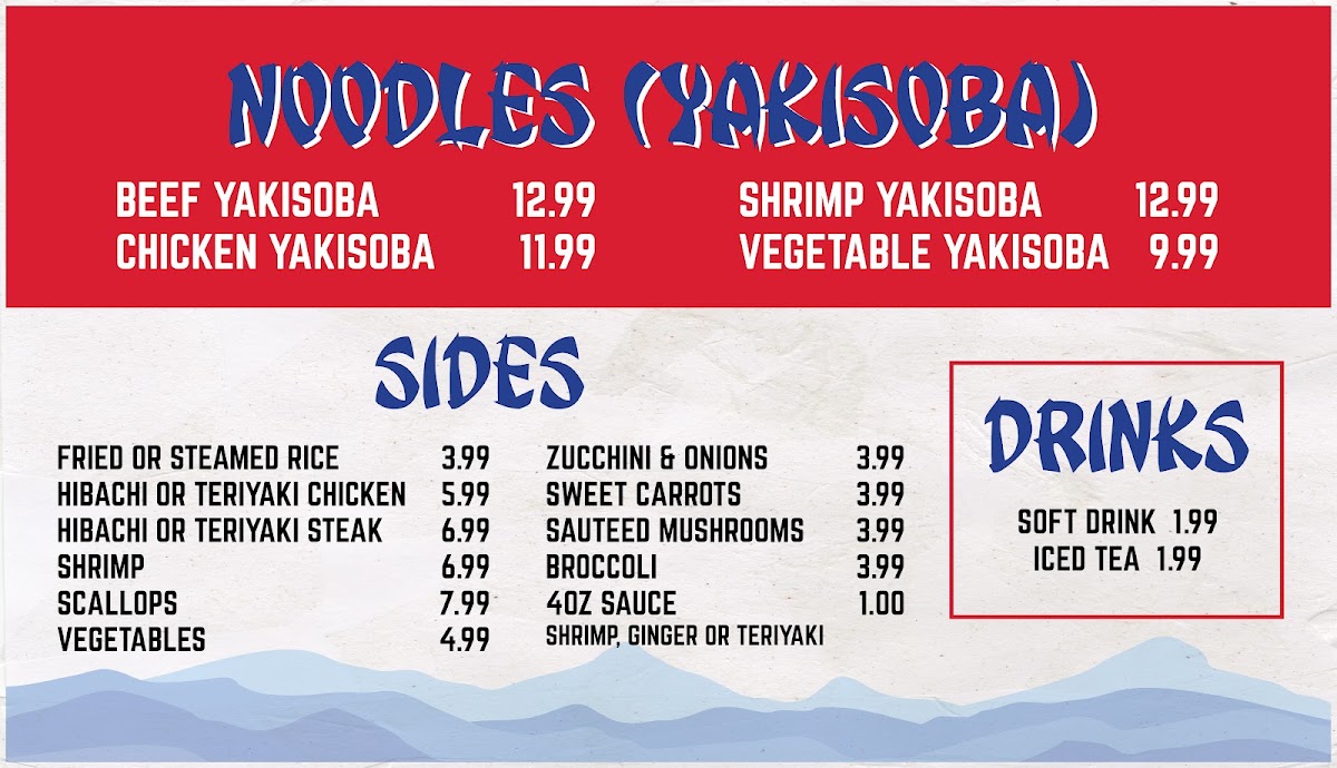 Akita Hibachi Express menu board