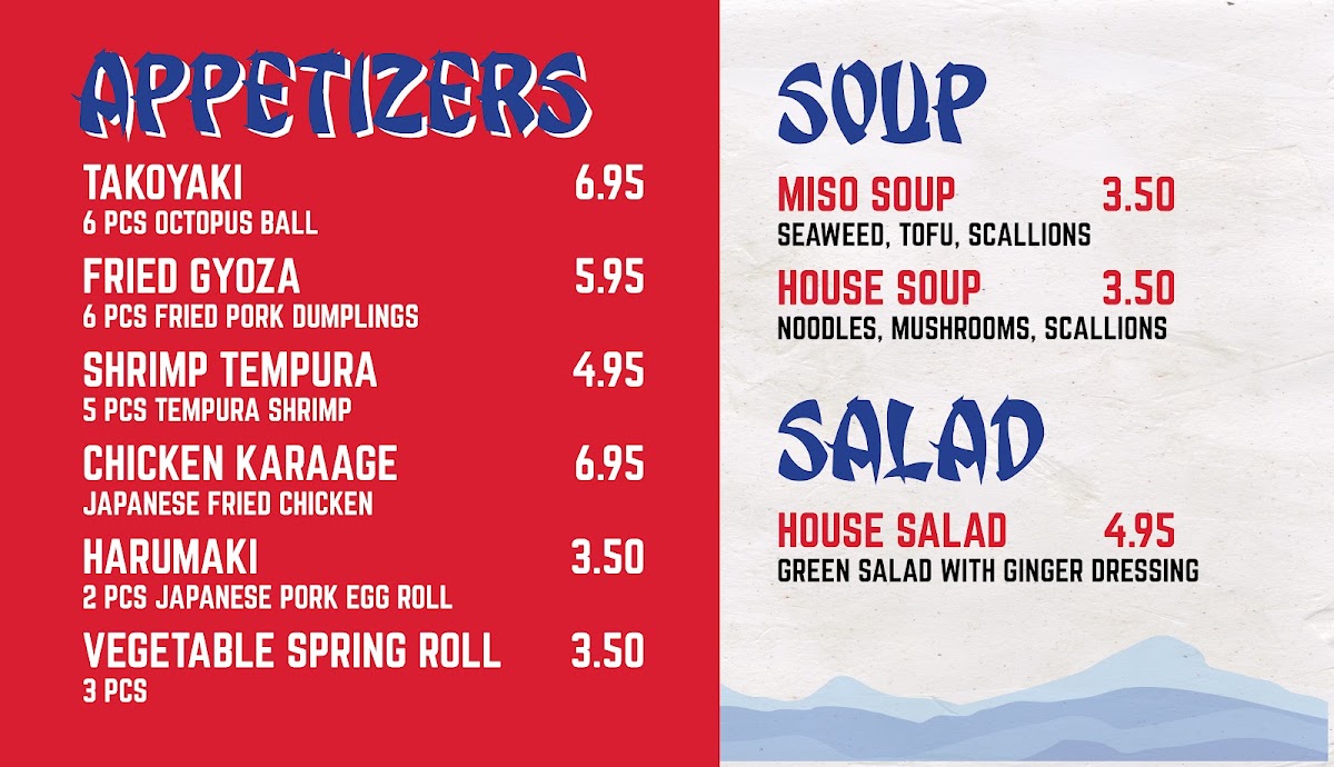 Akita Hibachi Express menu board
