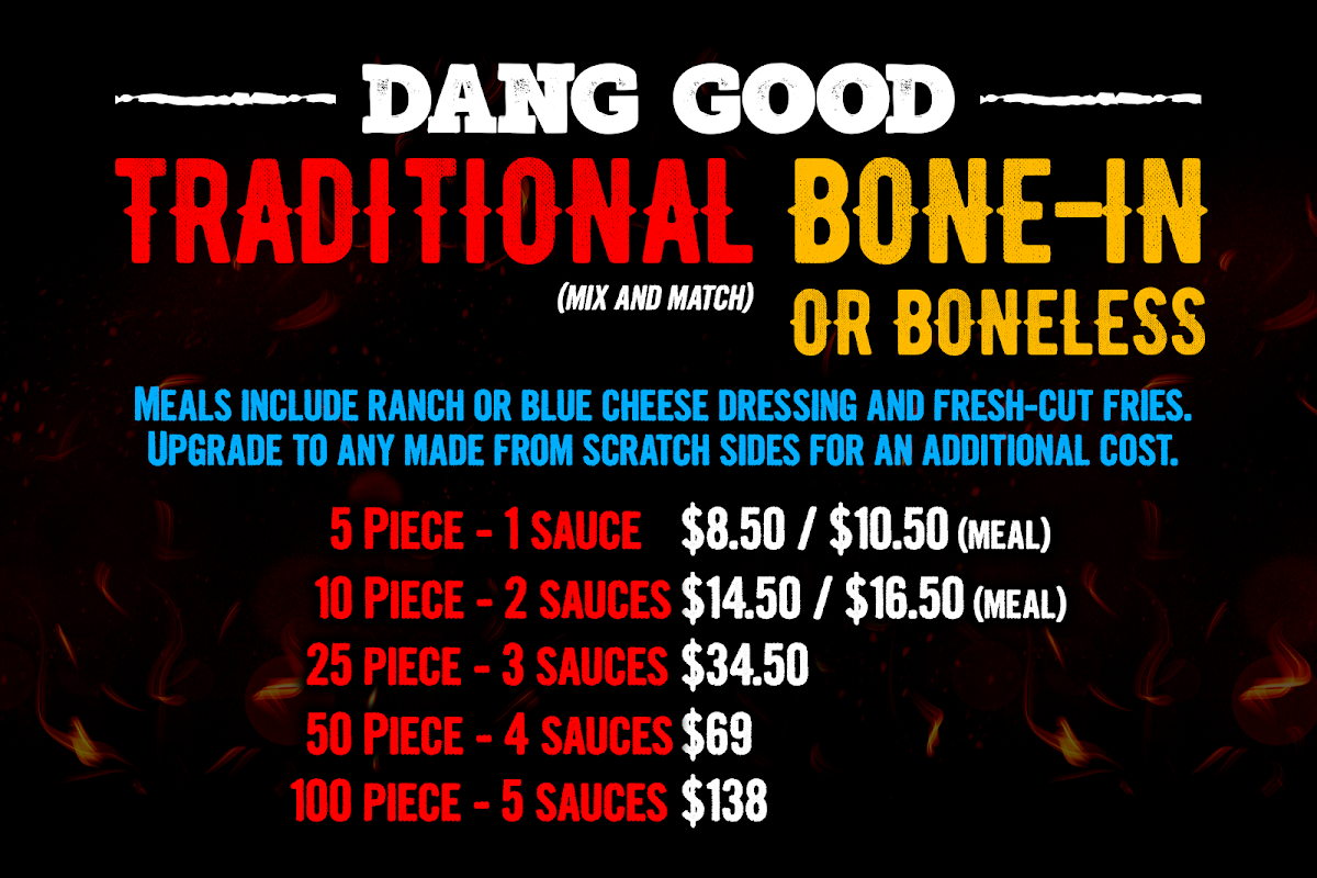 Wing Barn McColl menu board