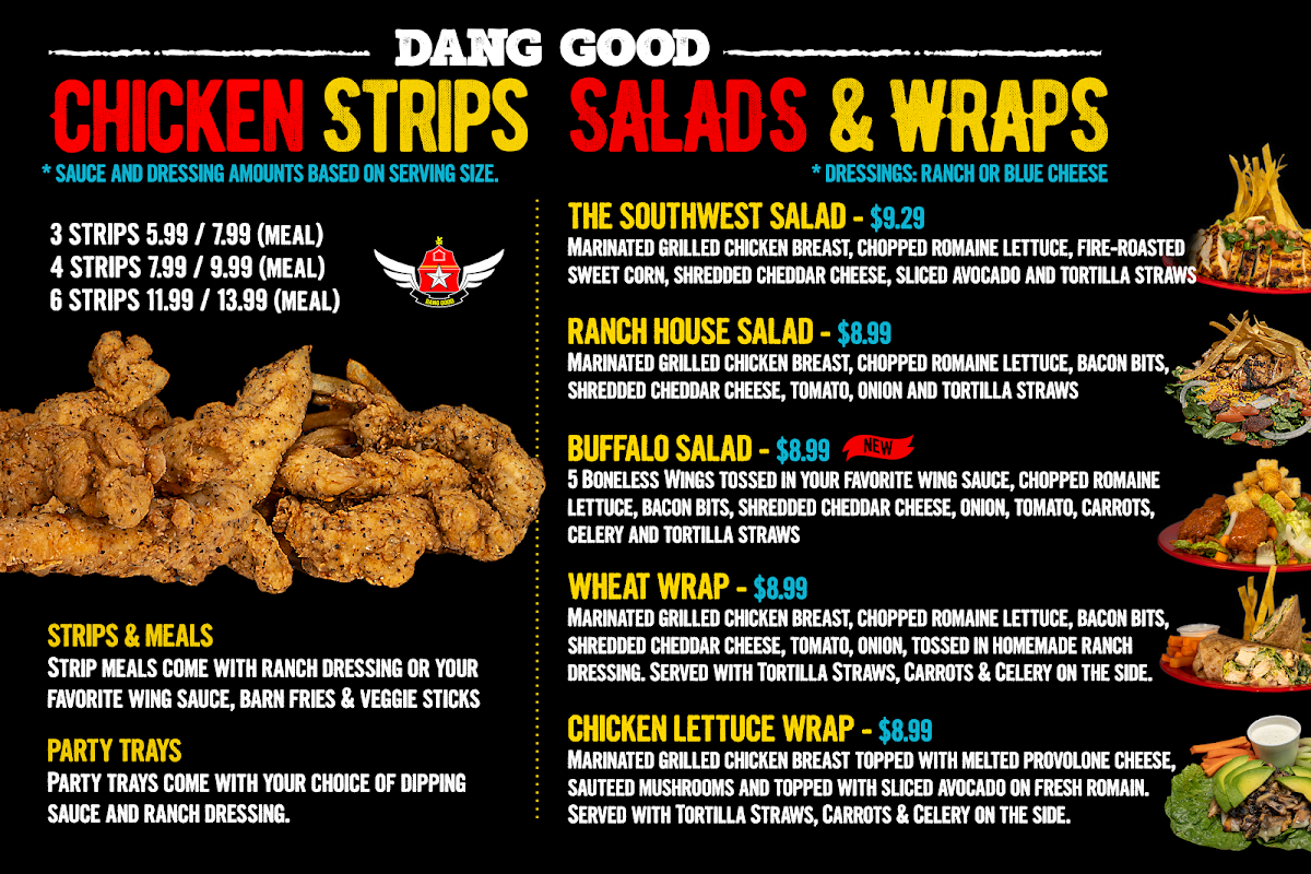 Wing Barn McColl menu board