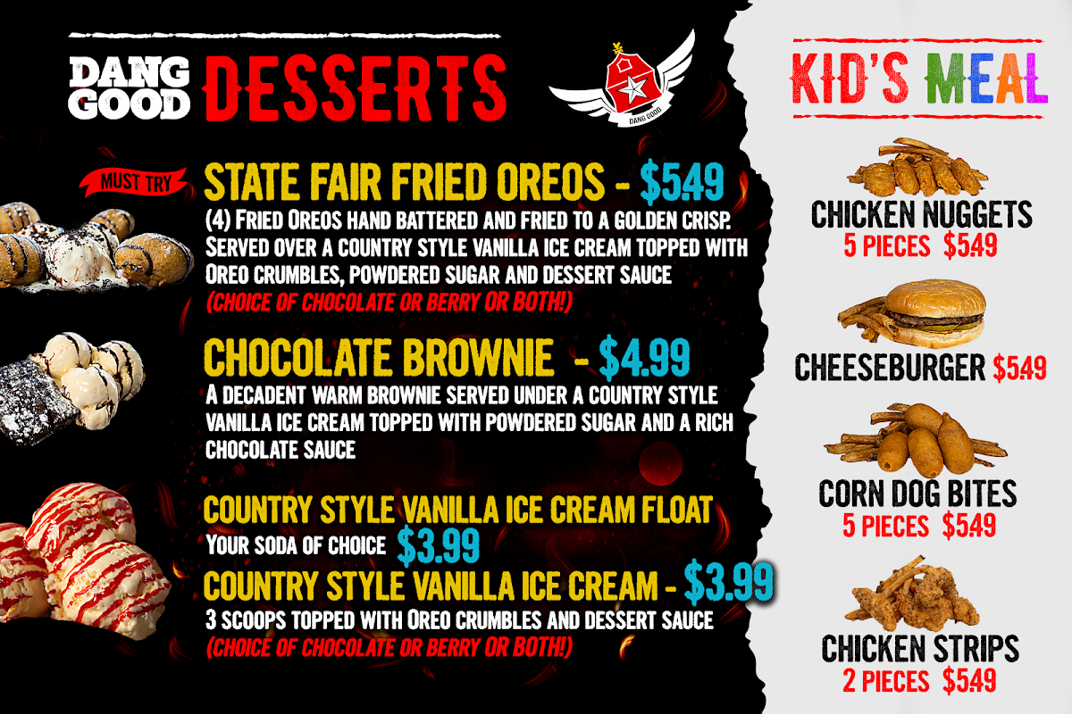 Wing Barn McColl menu board