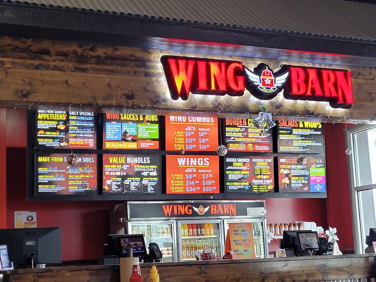 Wing Barn McColl menu board