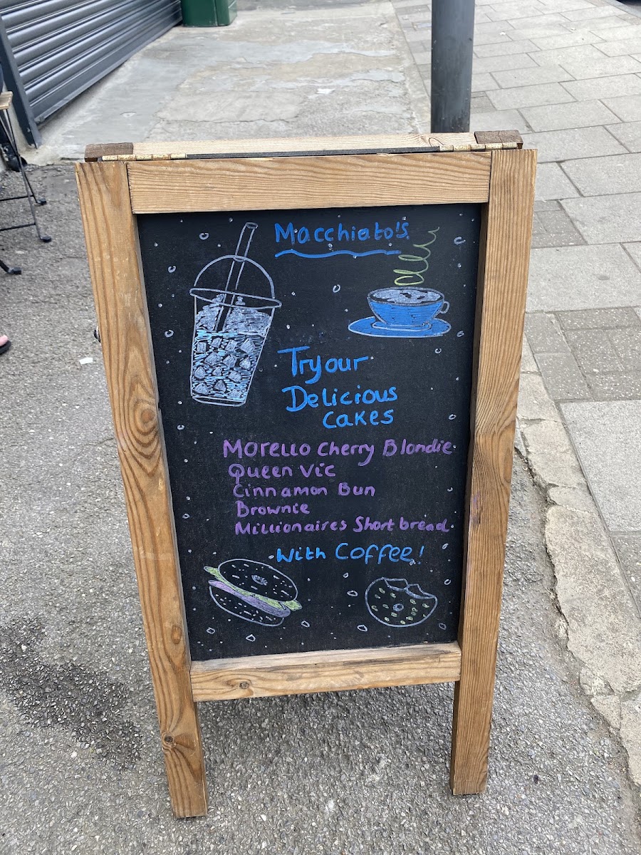 Macchiatos Coffee & Bagels Shop menu board