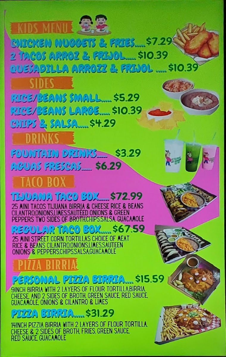 Tacos Los Hermanos menu board