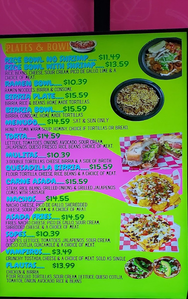 Tacos Los Hermanos menu board
