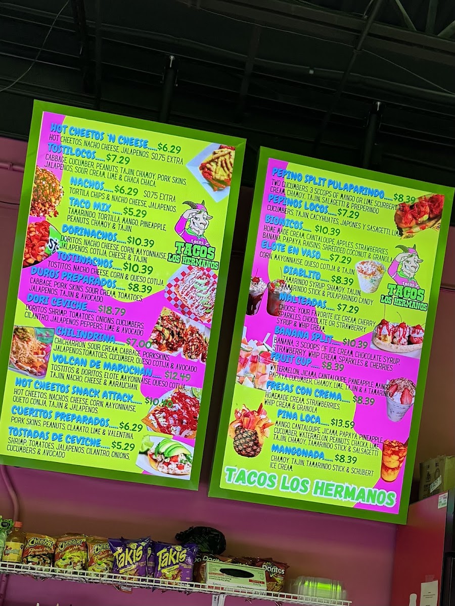 Tacos Los Hermanos menu board
