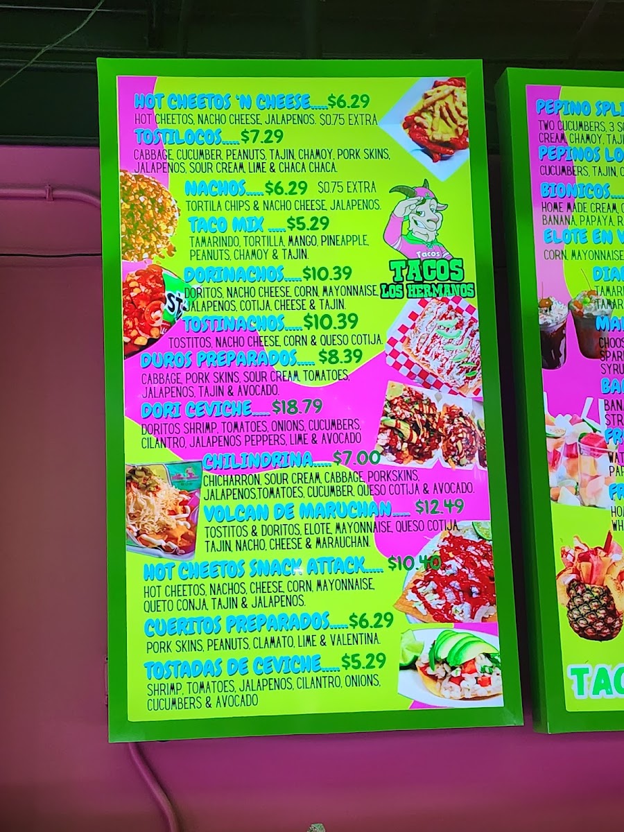 Tacos Los Hermanos menu board