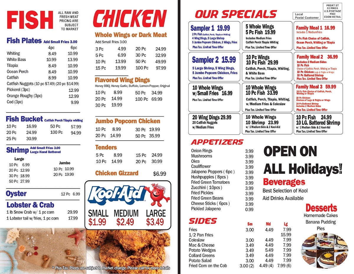 Brooklyn Fish and Chicken menu board