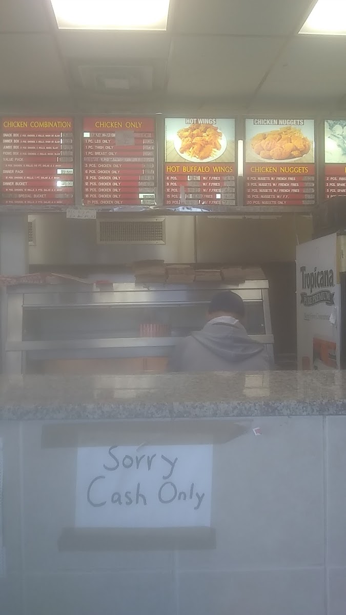 Crown Fried Chicken menu board