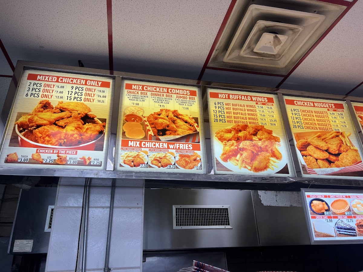 Crown Fried Chicken menu board