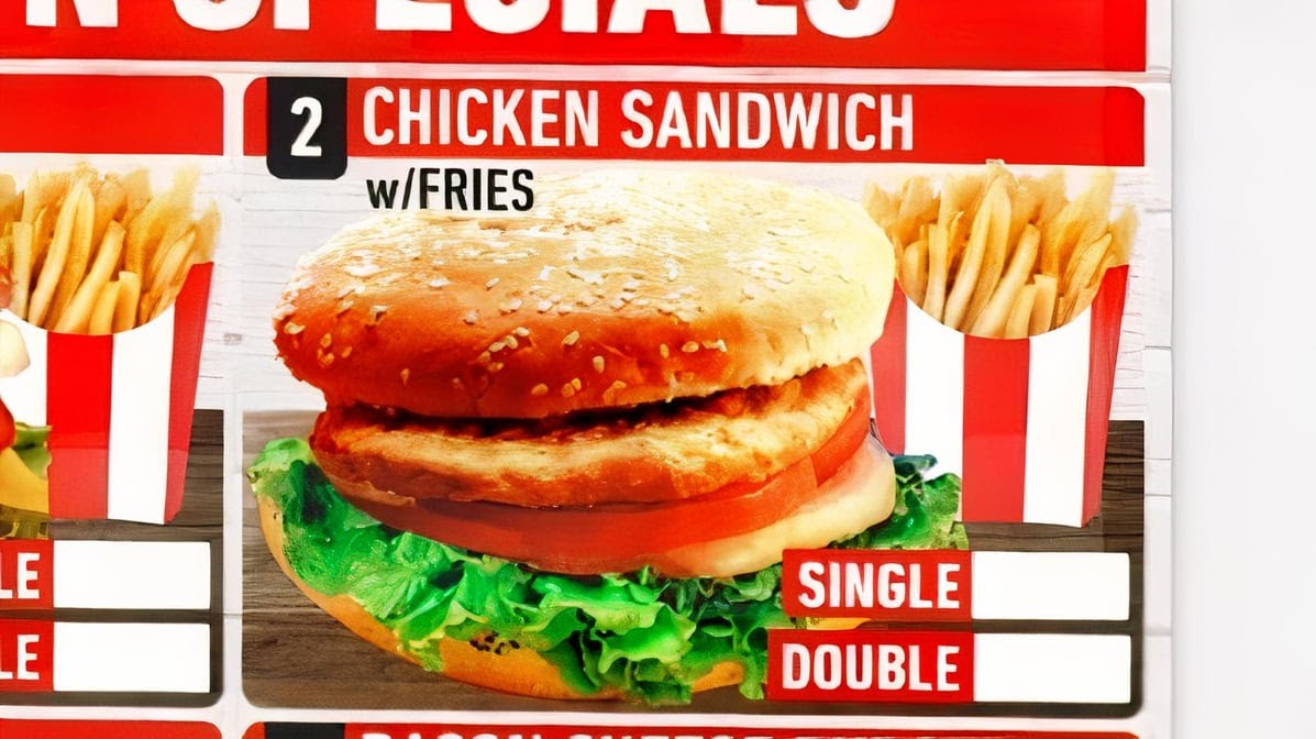 Crown Fried Chicken menu board