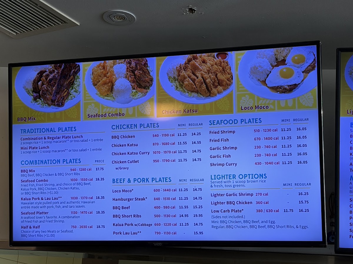 L&L Hawaiian Barbecue menu board
