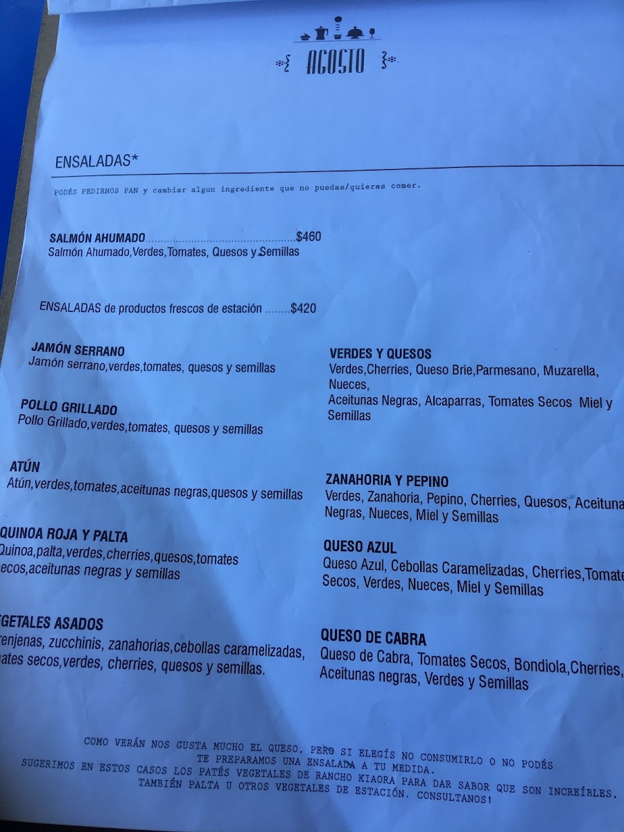 Agosto cafe & dulces menu board