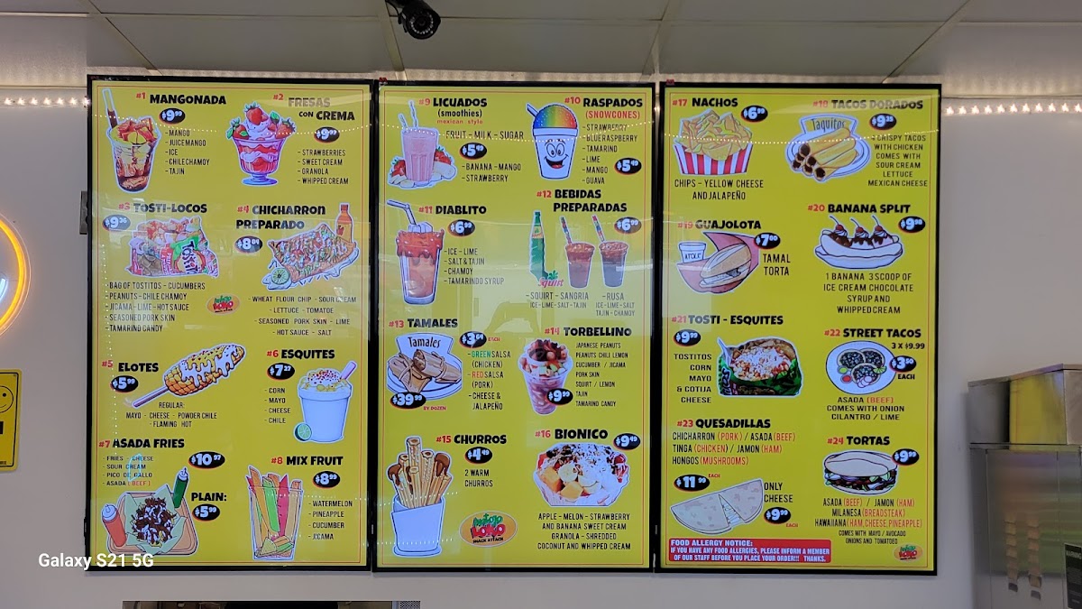 El Antojo Loko menu board