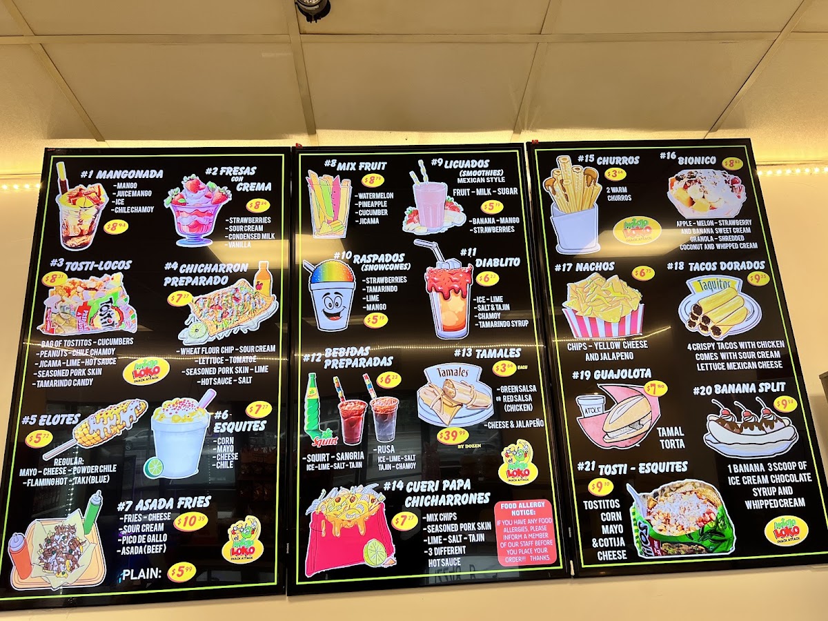 El Antojo Loko menu board
