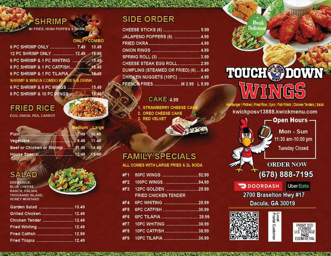 Blazing Hibachi & Wings menu board
