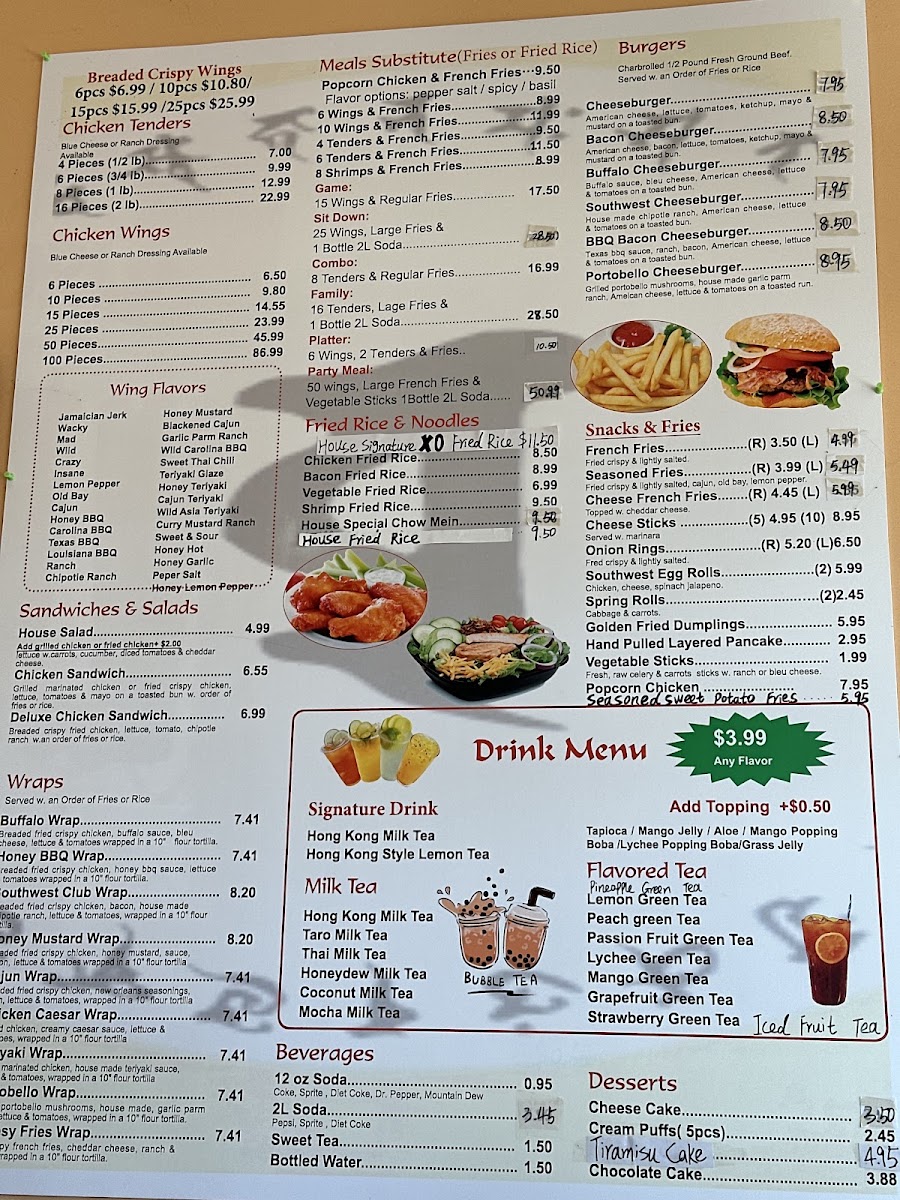 Blazing Hibachi & Wings menu board