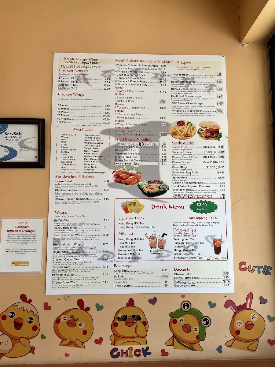 Blazing Hibachi & Wings menu board