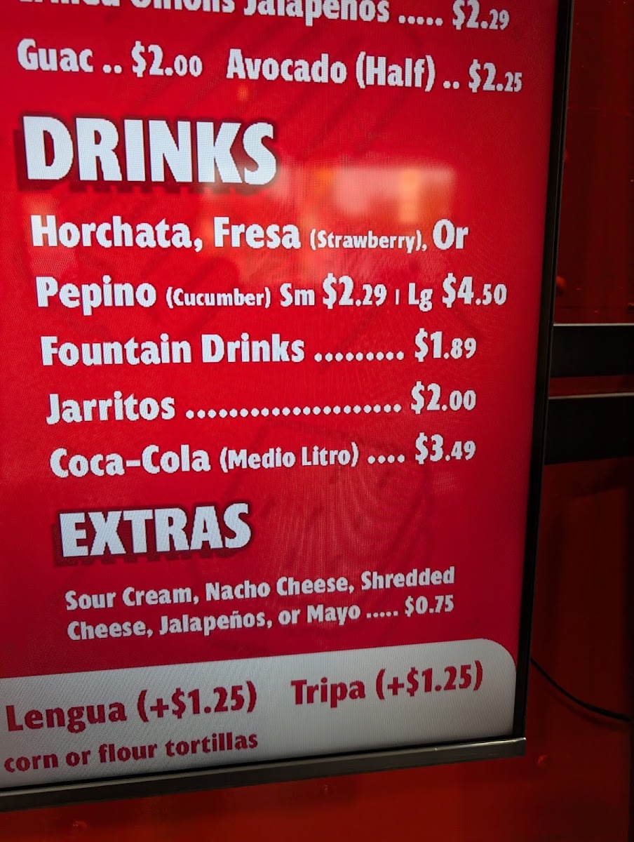 Ta Canijo menu board