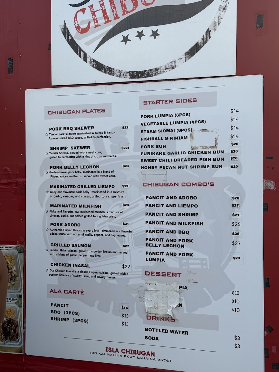 Isla Chibugan menu board