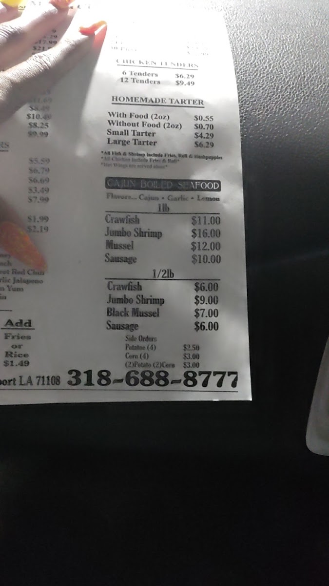 Mary's Chicken menu board