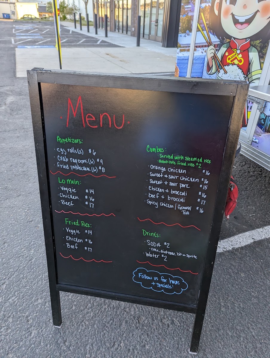 Mai City Food Truck menu board